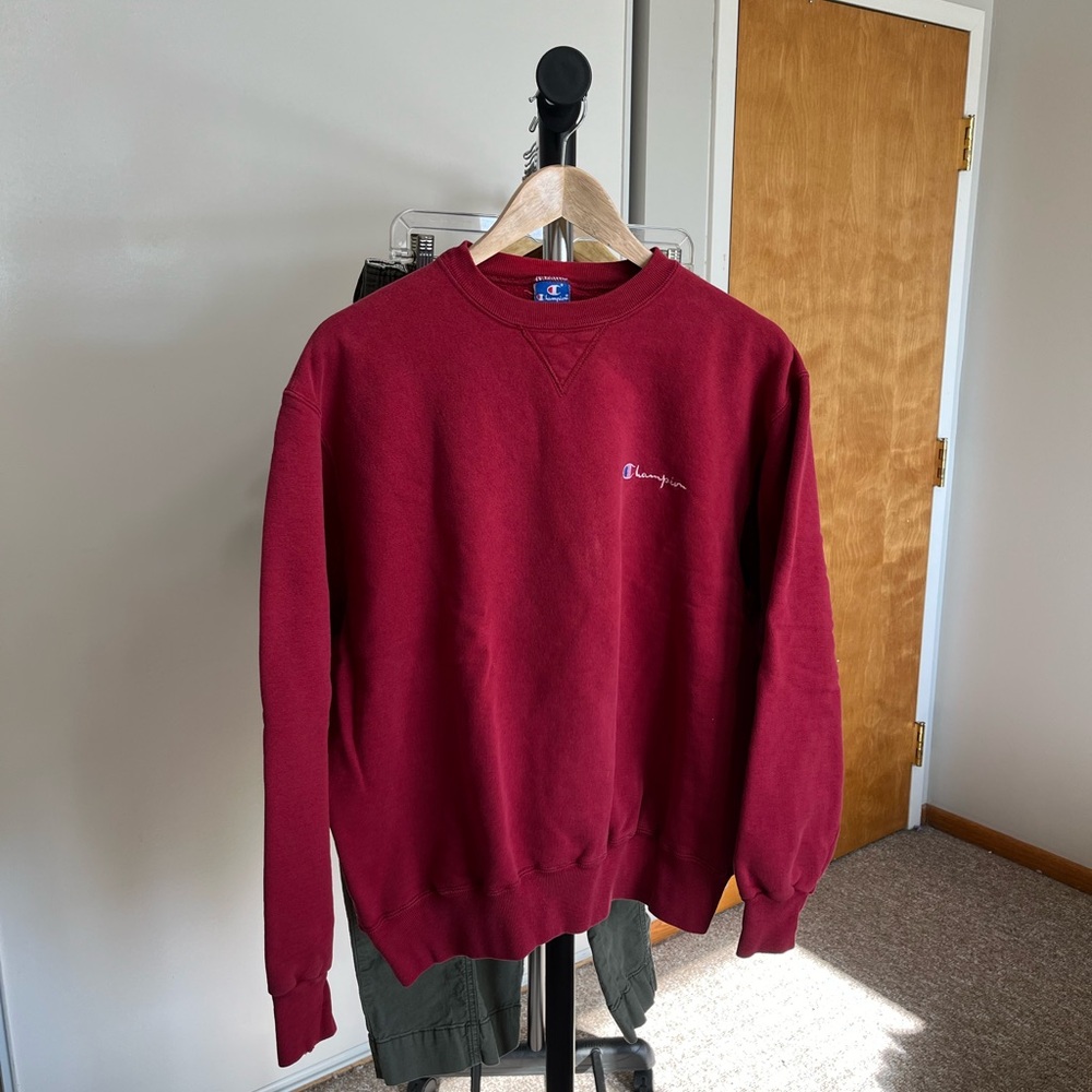 Vintage Champion Men's Burgundy Crewneck Sweater made in USA